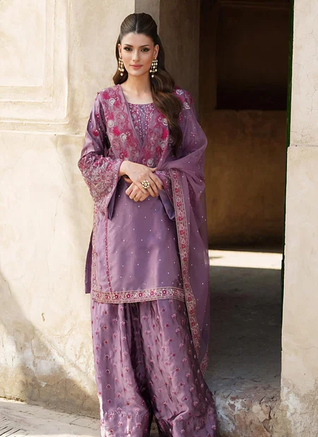 Nsr 849 Heavy Chinon Silk With 5mm Embroidery Sequence Work Top With Sharara Dupatta Suppliers In India